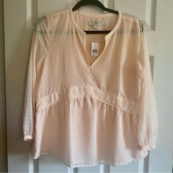 LOFT Pink Tufted Peplum Blouse - Picture 2 of 10
